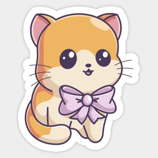 Cute kitten wearing a bow tie Sticker